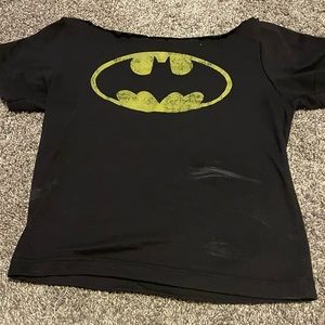 Off the shoulder Batman baby tee